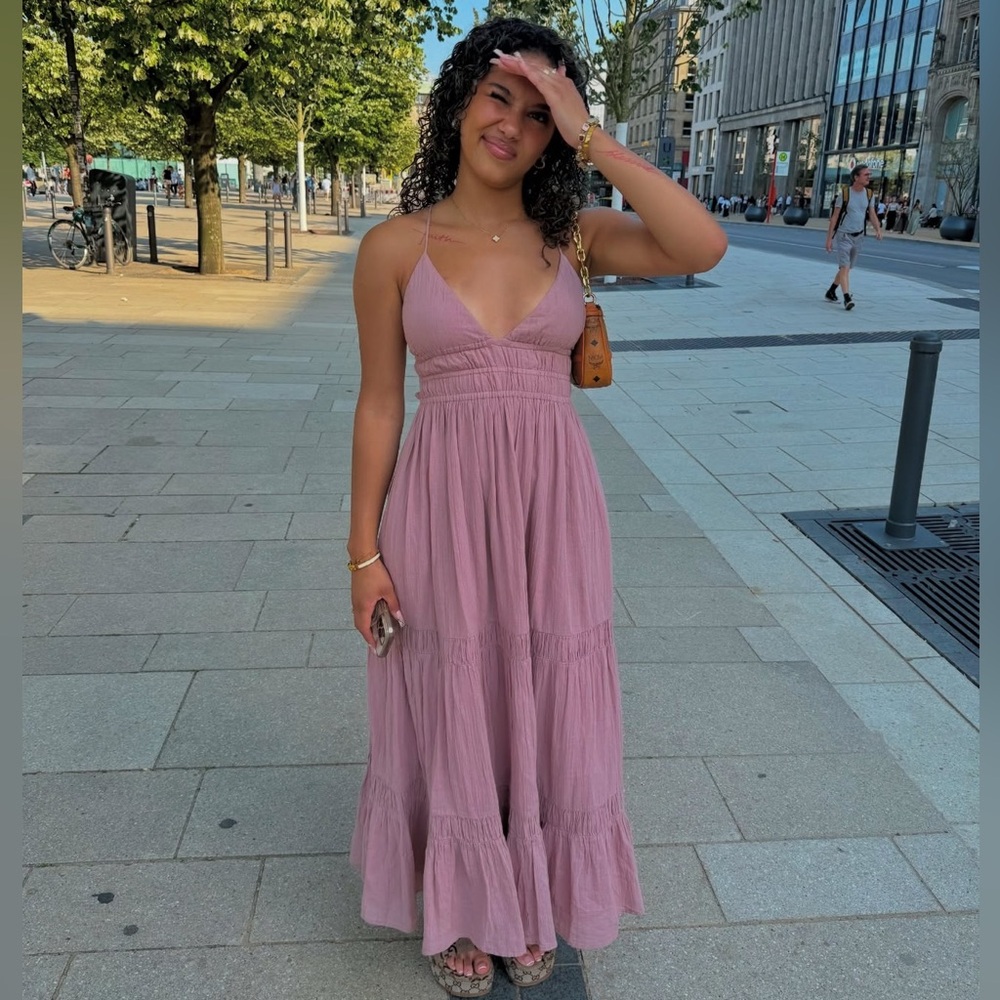Zara Pastel Pink Gauze Midi Dress